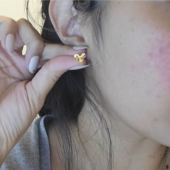 Stainless steel gold colour mickey mouse studs - Picture 5 of 5